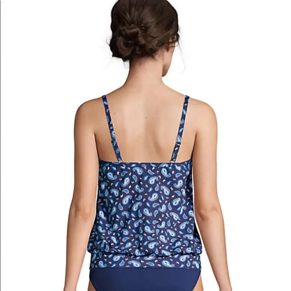 Land’s End Blouson paisley print soft cup adjustable tankini various sizes